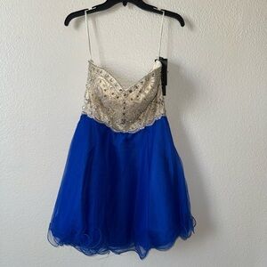 Elegant Blue and Silver Embellished Dress